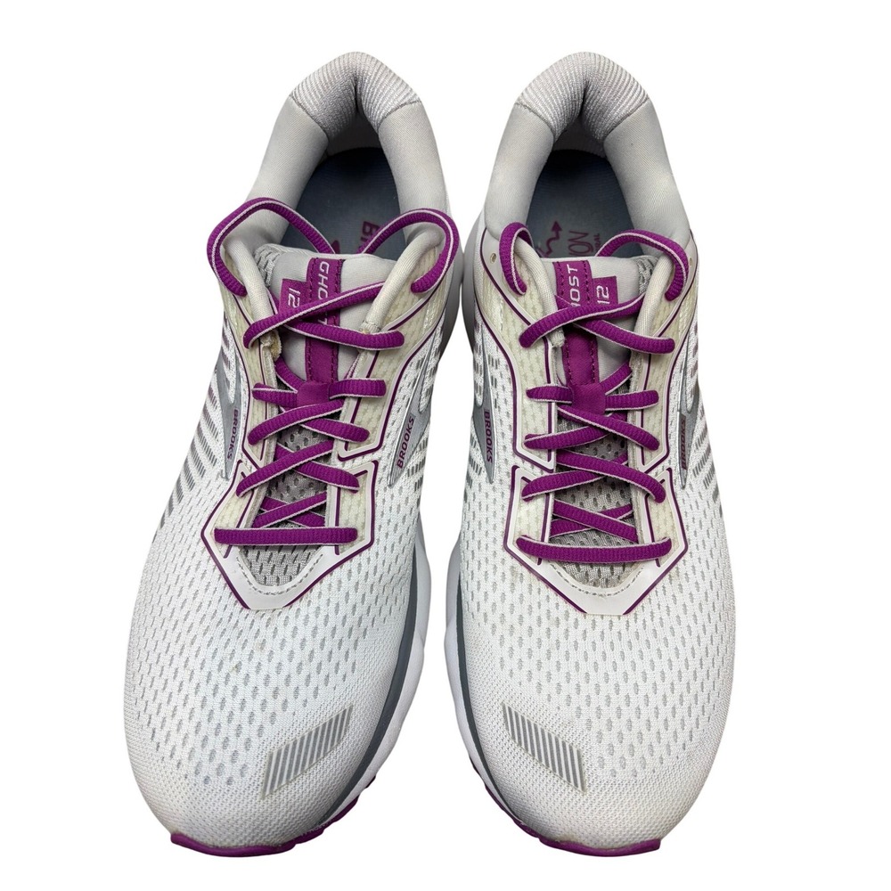 Brooks Women's Ghost 12 Running Shoes 12 White Purple 1203051B186 Athletic
